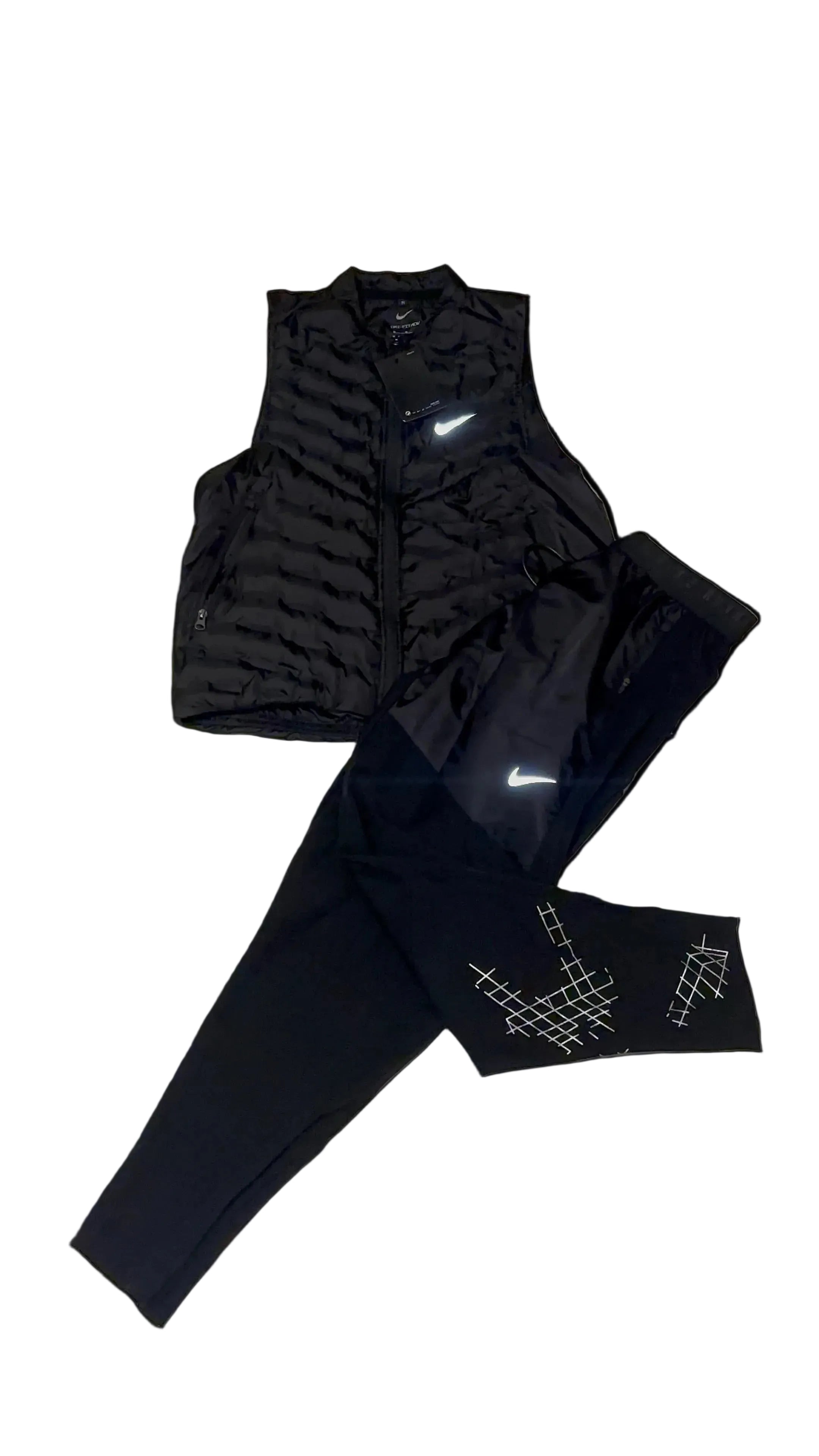 Nike Therma Running Black Vest + Nike Division Running Pants